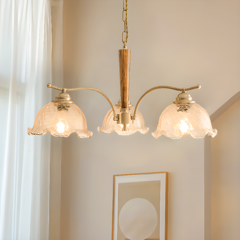 Erin French Country Crack Flower Glass Chandelier