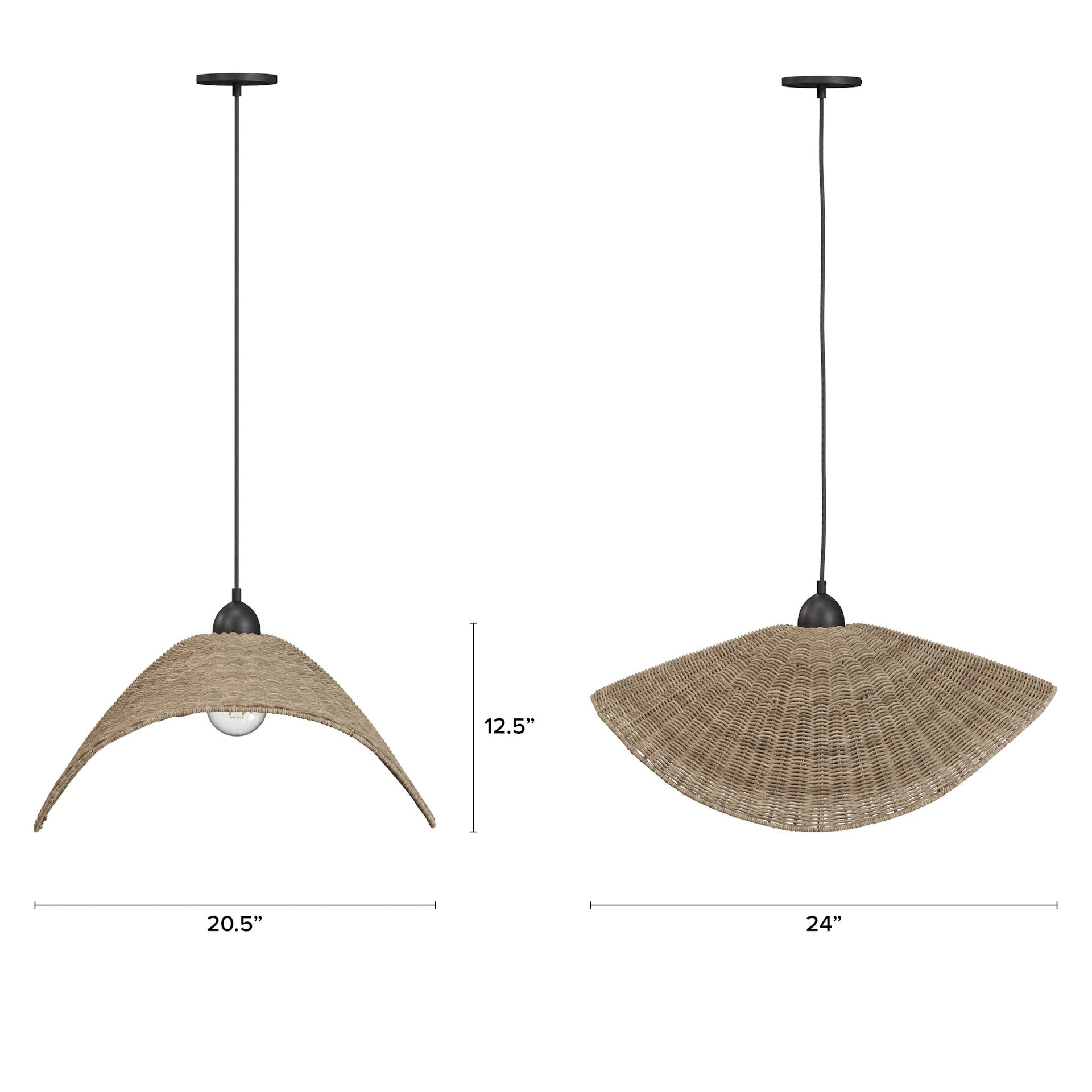 Holli Organic Boho Wicker Rattan Pendant Light