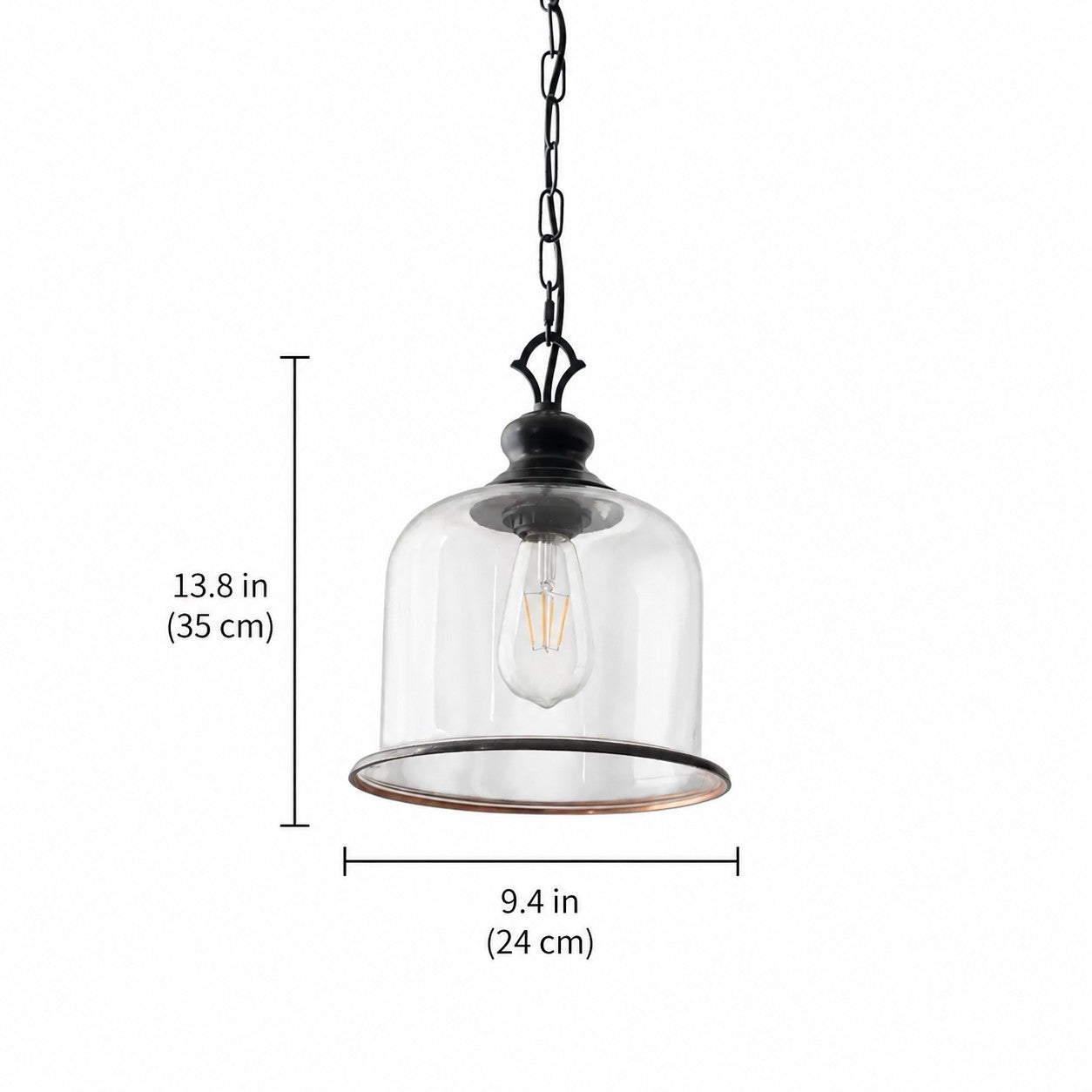 Sander Farmhouse Vintage Bell Clear Glass Pendant Light