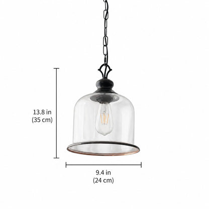 Sander Farmhouse Vintage Bell Clear Glass Pendant Light