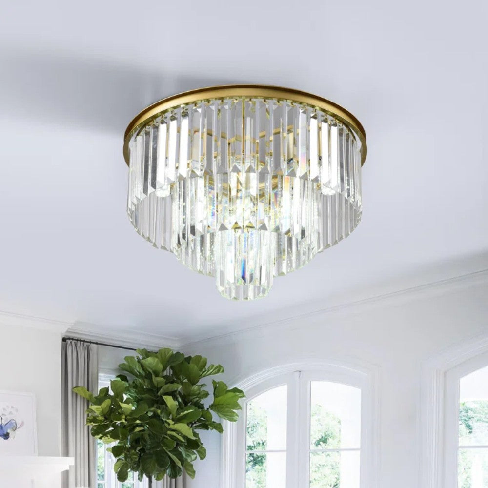 Brigitte Luxurious Three Layer Crystal Flush Mount Chandelier