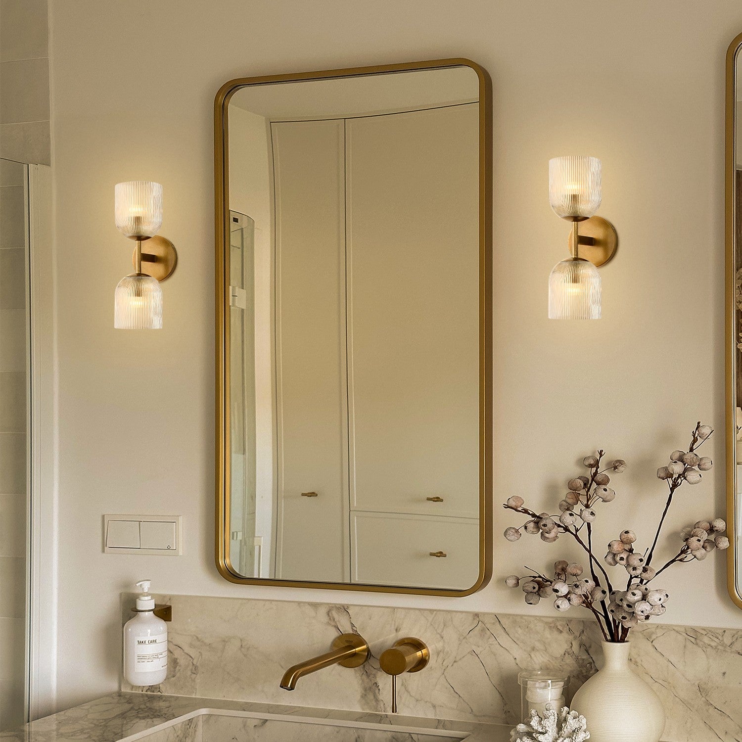 Alain Cooper Ribbed Glass Wall Sconce