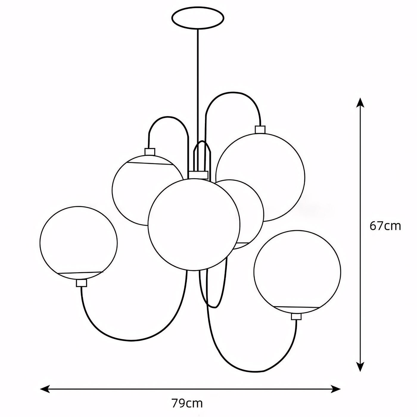 Vekton Vintage Glass Globe Gooseneck Chandelier