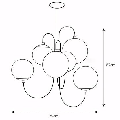 Vekton Vintage Glass Globe Gooseneck Chandelier