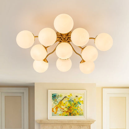 Anwen Mid Century Glass Brass Sputnik Bubble Chandelier