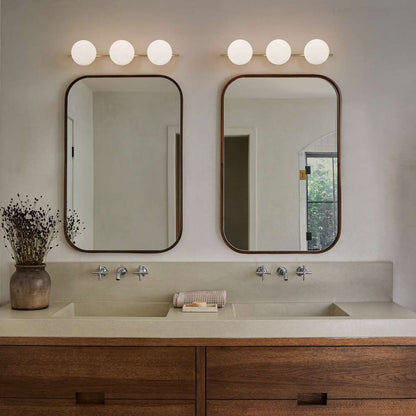 Larian White Glass Globe Bathroom Vanity Light