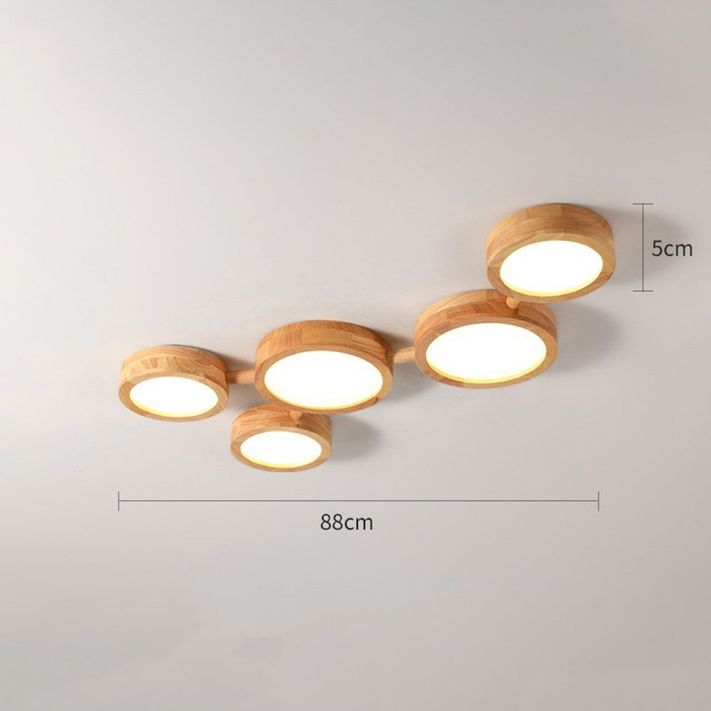 Phelith Modern Multi Heads Wood LED Ceiling Light