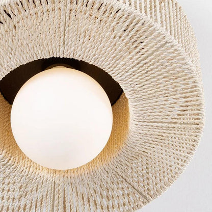 Lavan Rustic Hemp Rope Round Flush Mount Ceiling Light