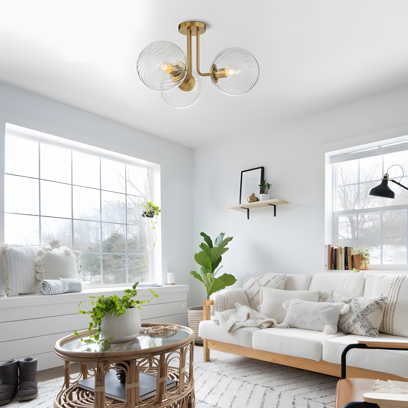 Ivey Water Ripple Glass Globe Ceiling Light