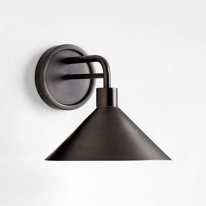 Kemp Industrial Black Brass Metal Indoor/Outdoor Wall Light