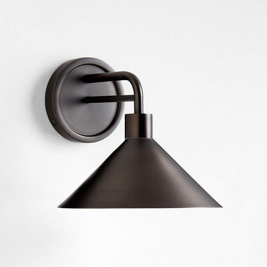 Kemp Industrial Black Brass Metal Indoor/Outdoor Wall Light