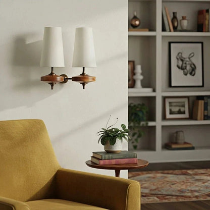 Nyxara Vintage  Fabric Tapered Shade Wall Sconce