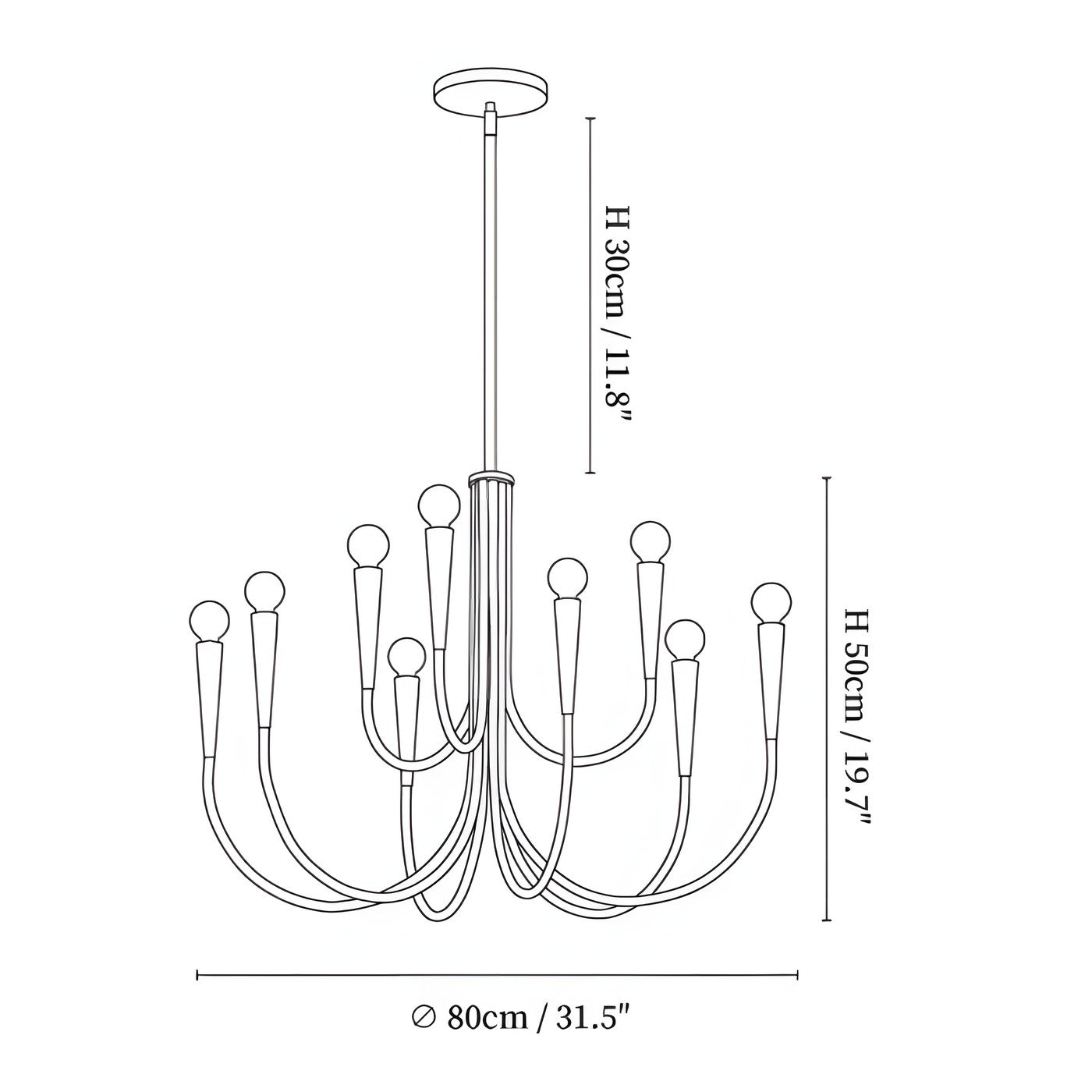 Luren Light Luxury Candle Iron Branch Chandelier