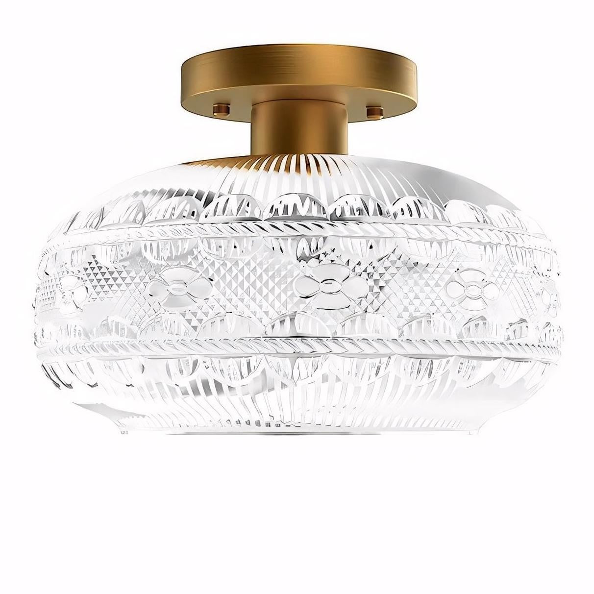 Santos Vintage Hand Carved Floral Clear Glass Semi Flush Mount Ceiling Light