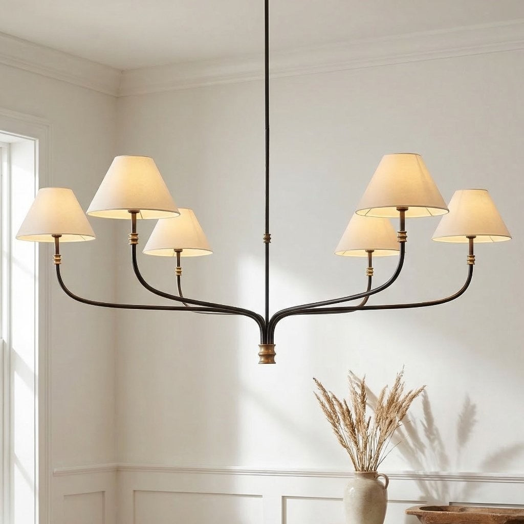 Ashlyn Modern 5/6 Light White Linen Conical Chandelier