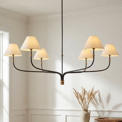 Ashlyn Modern 5/6 Light White Linen Conical Chandelier