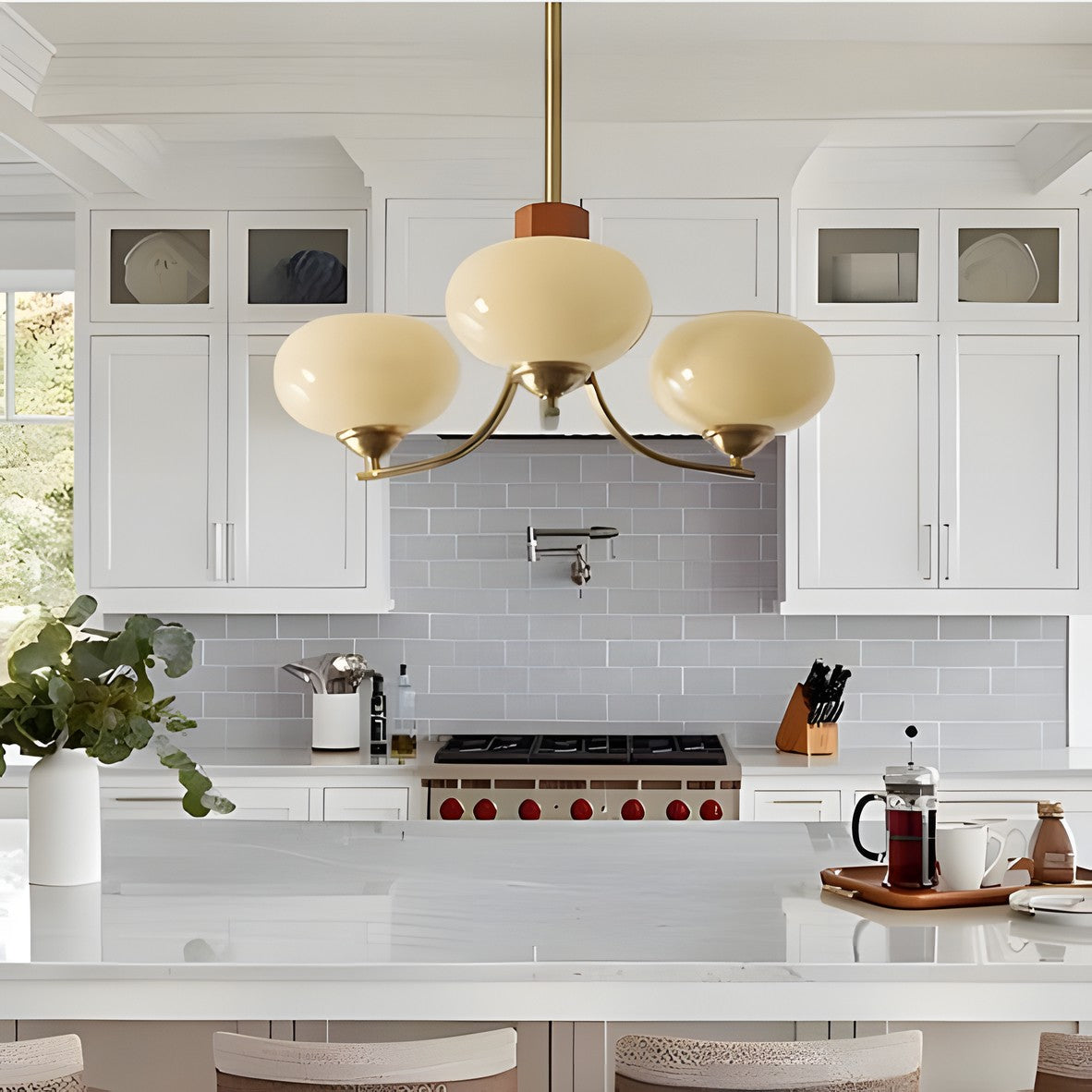 Juino Wood Farmhouse Milk Ball Sputnik Chandelier