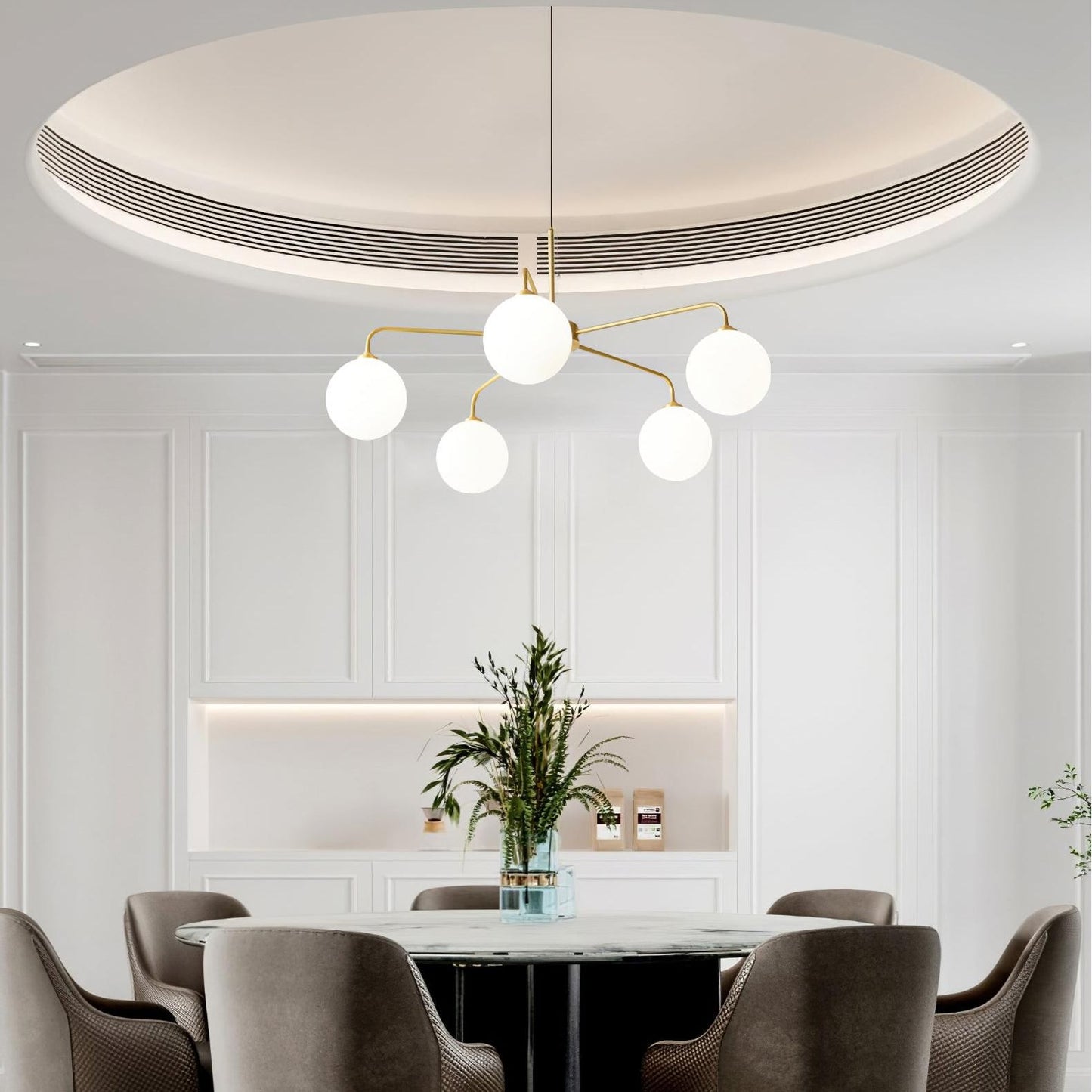 Maytoni Modern 5 Lights White Glass Globe Chandelier