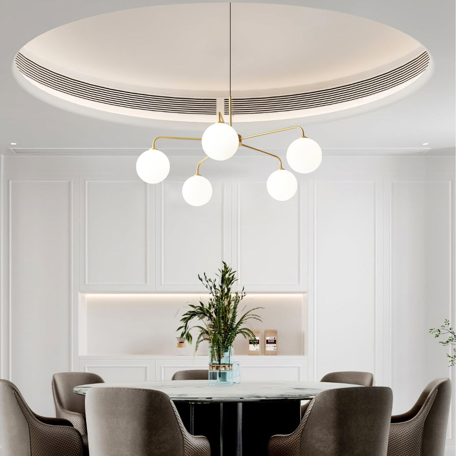 Maytoni Modern 5 Lights White Glass Globe Chandelier