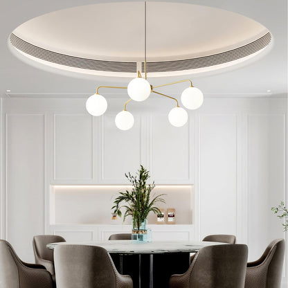 Maytoni Modern 5 Lights White Glass Globe Chandelier