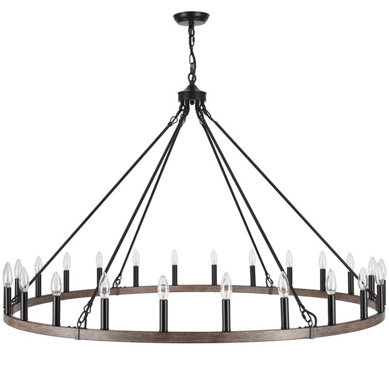 Raeth Farmhouse 24 Lights Wagon Wheel Candle Style Chandelier