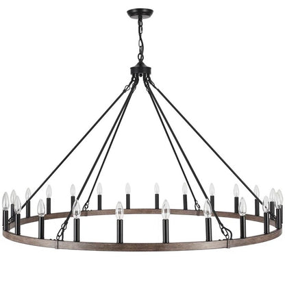Raeth Farmhouse 24 Lights Wagon Wheel Candle Style Chandelier