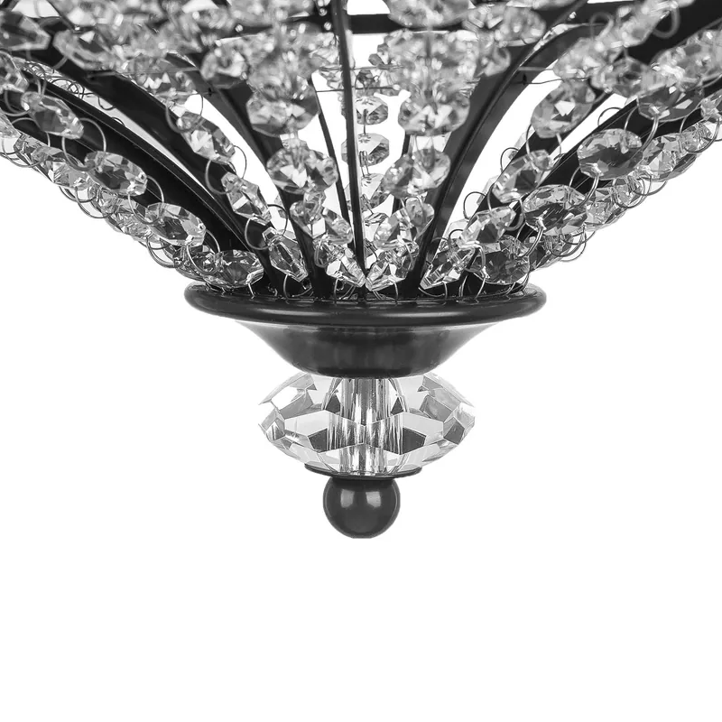 Parnika Luxury Carved Crystal Drum Semi Flush Chandelier