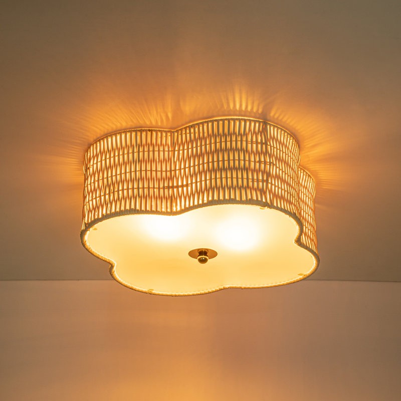 Zardo Coastal Boho Style Rattan Lamp Shade Flush Mount Ceiling Light