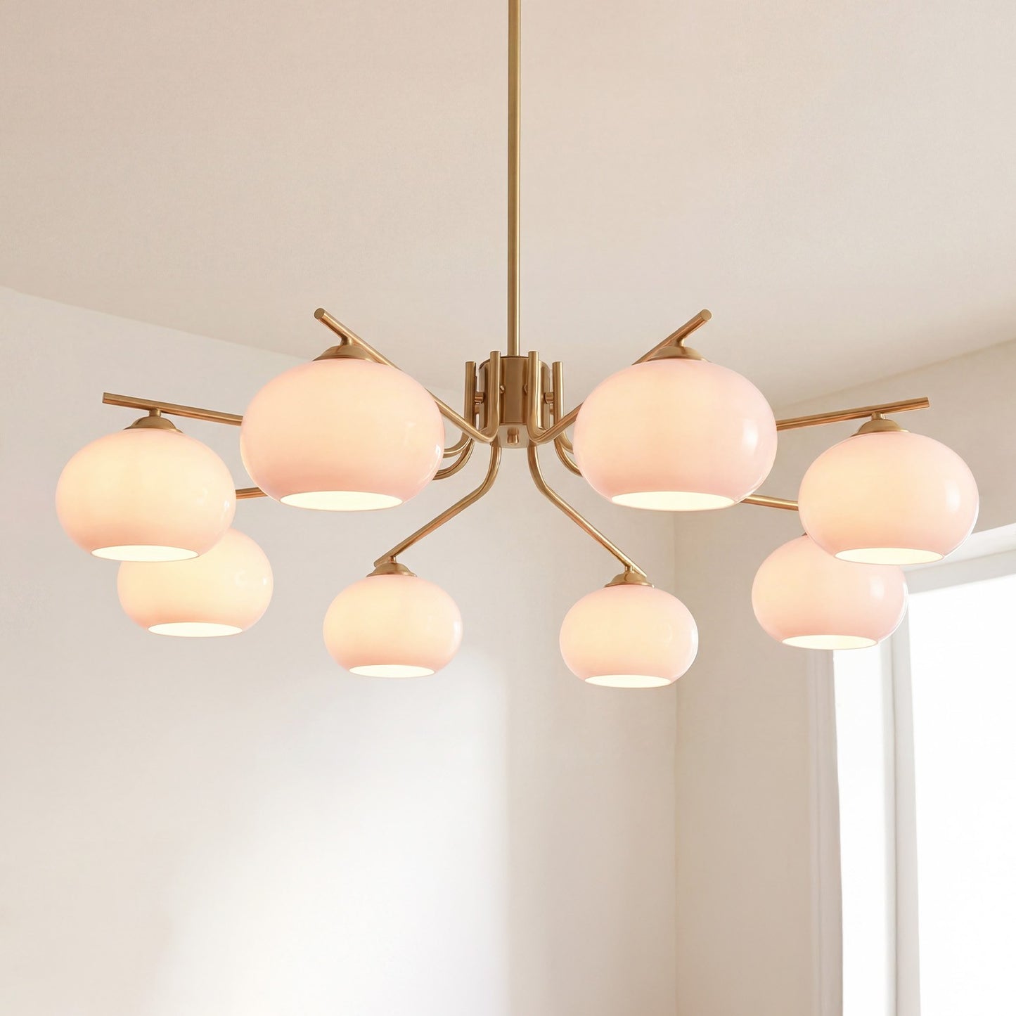 Kairox Mid Century Bauhaus Large Glass Globe Sputnik Chandelier