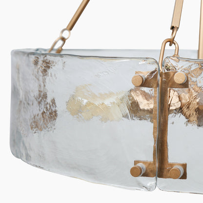Vornix Modern 4 Light Gold Textured Glass Drum Pendant Light