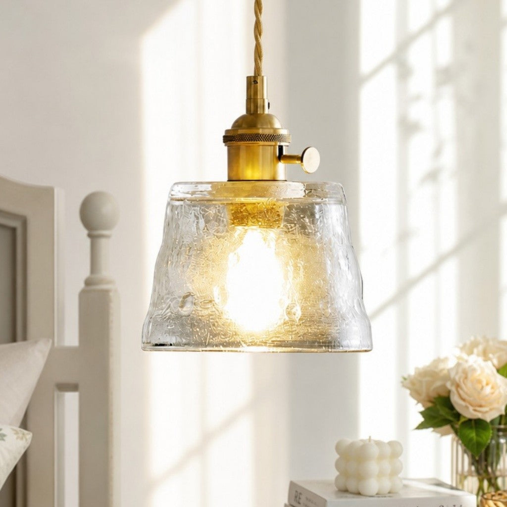 Seraphel Vintage 1-Light Glass Brass Pendant Light