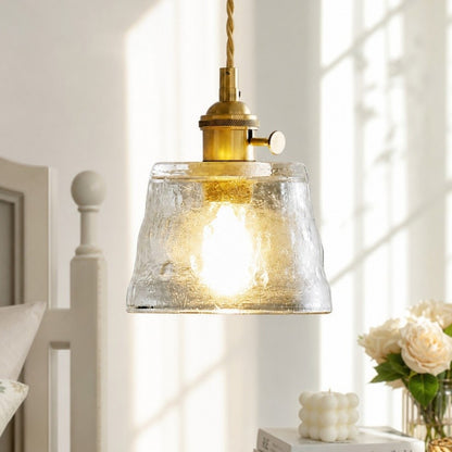Seraphel Vintage 1-Light Glass Brass Pendant Light