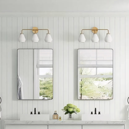 Nynevea Brushed Brass 3-Light Milk Glass Sconce