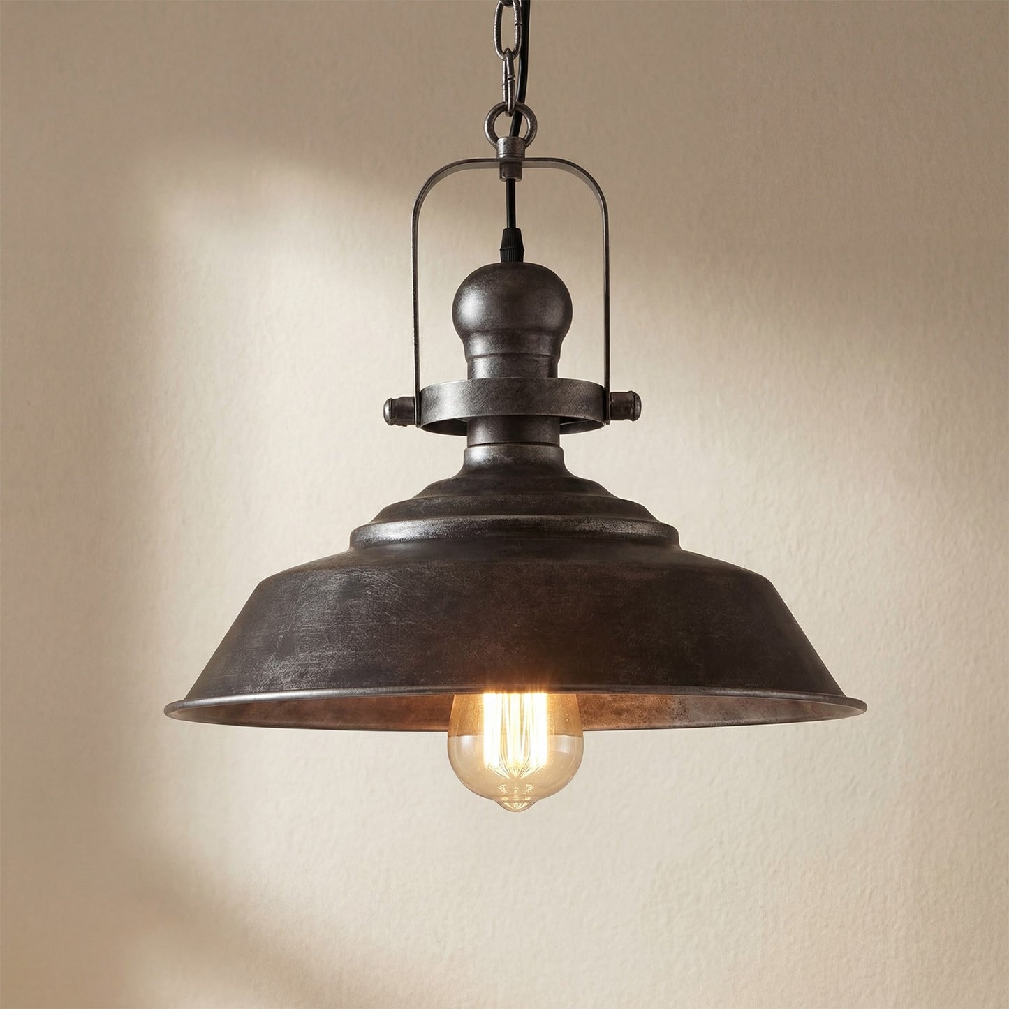 Carmen Industrial Antique Metal Horn Shaped Pendant Light