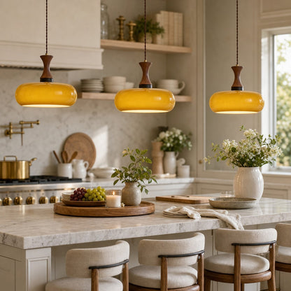 Nyxaris Vintage Bauhaus Round Glass Pendant Light