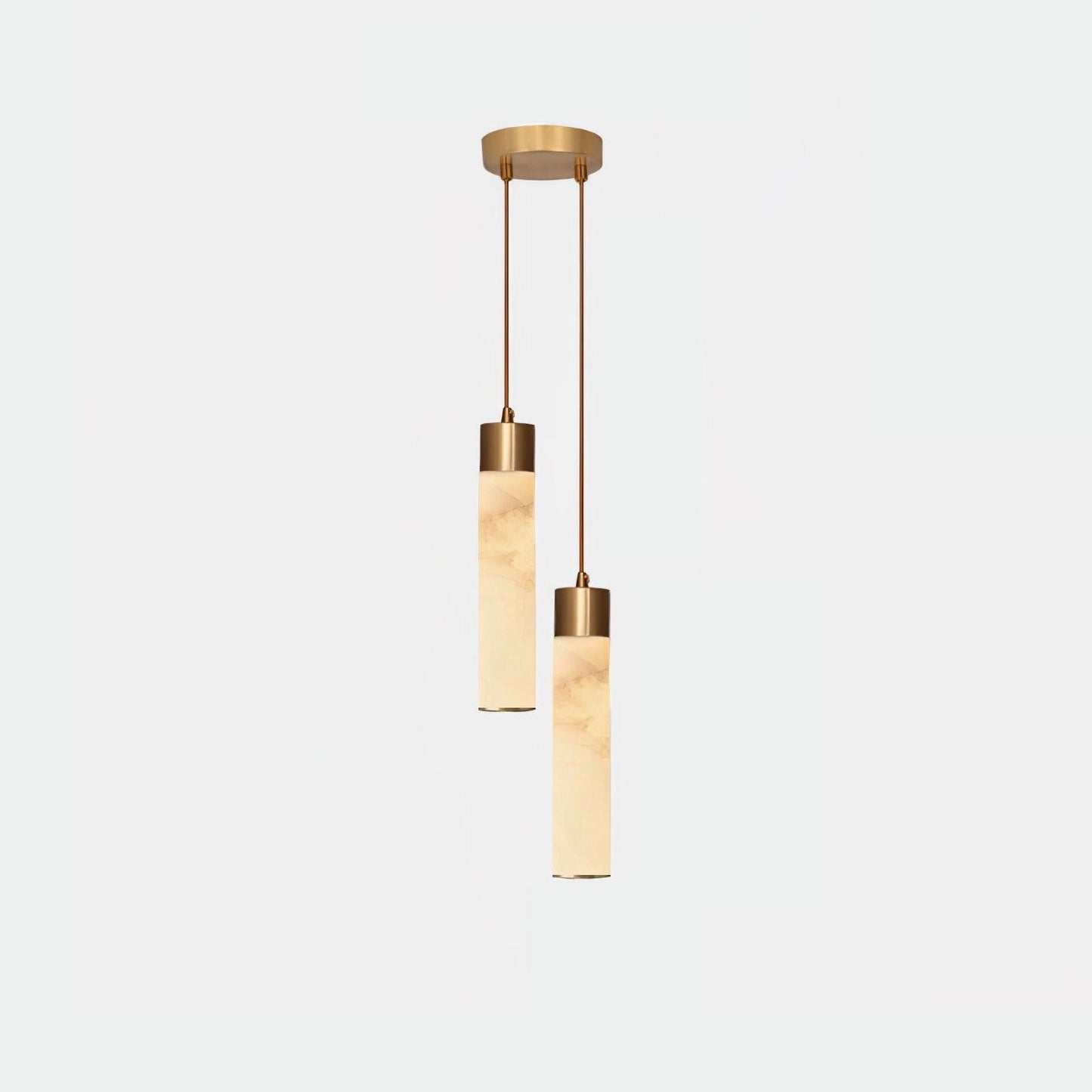 Odalys Luxurious Cylindrical Alabaster Brass Pendant Light