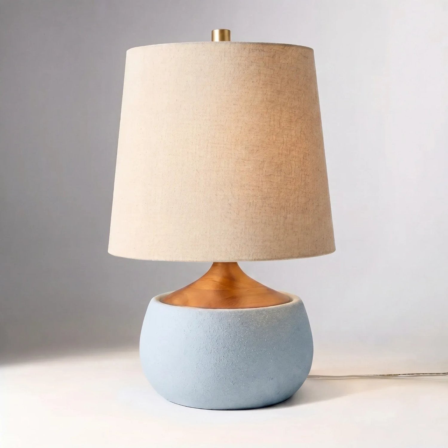 Velmira Mid-Century textile lamp shade Cement Table Light