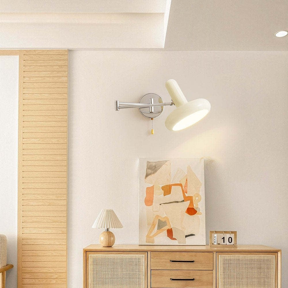 Kira Modern Bauhaus White Swing Arm Wall Light