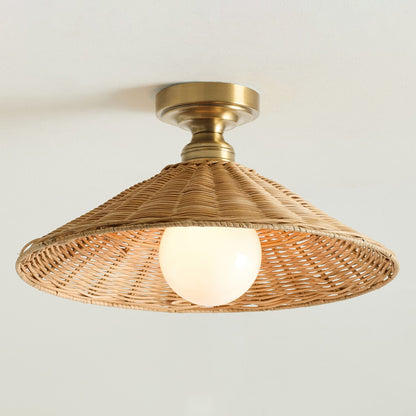 Blisaa Farmhouse Conical Rattan Ceiling Light