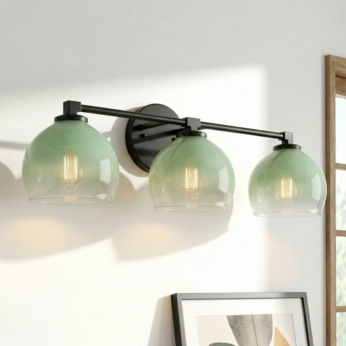 Conrad Vintage 3 Heads Bellflower Glass Wall Sconce