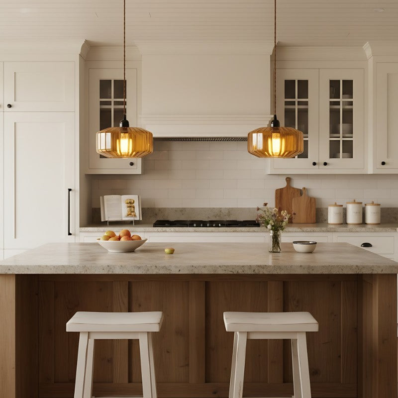 Ivan Vintage Handmade Striped Glass Pendant Light