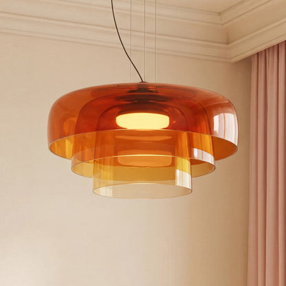 Zaire Bowl Shaped Layer Stained Glass Pendant Light