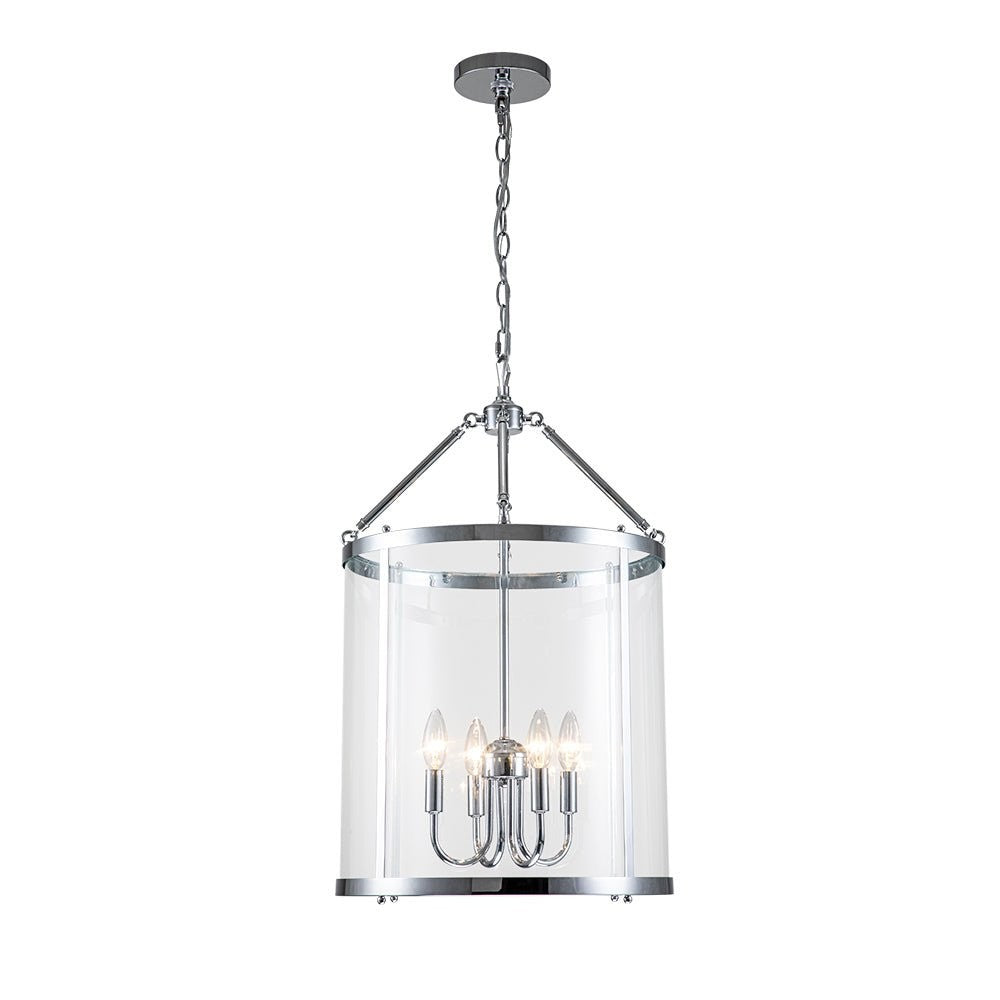 Merrick Metal Lantern Round Glass Chandelier