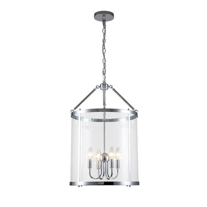Merrick Metal Lantern Round Glass Chandelier