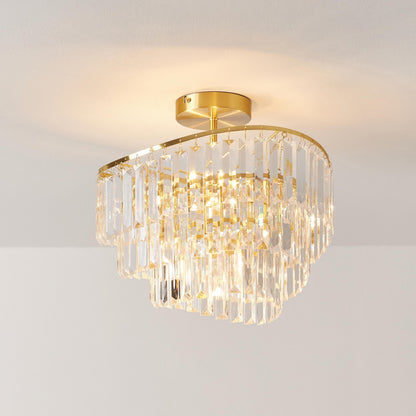 Deneuve Farmhouse Tiered Glass Brass Ceiling Light