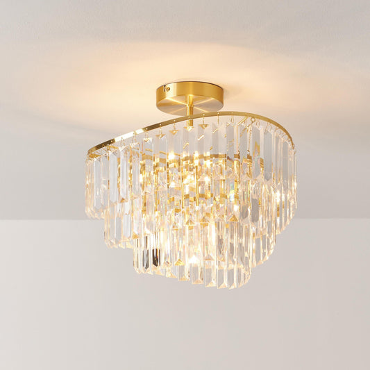 Deneuve Farmhouse Tiered Glass Brass Ceiling Light