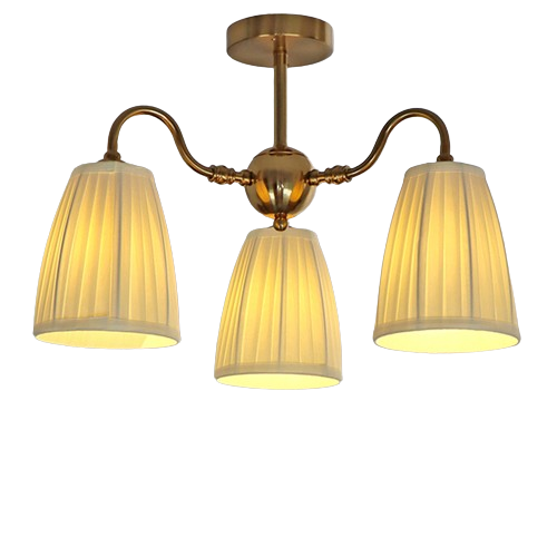 Cadmus Gold Textile Lamp Shade Semi Flush Mount Lighting