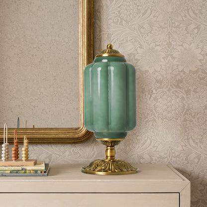 Nexos French Retro Cream Glass Textured Eloise Table Lamp