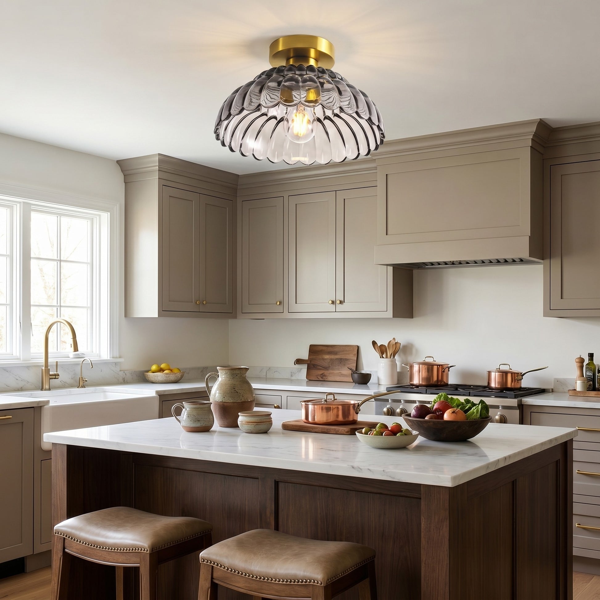 Fyxar Clear Glass Scalloped Flush Mount Light