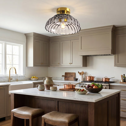 Fyxar Clear Glass Scalloped Flush Mount Light